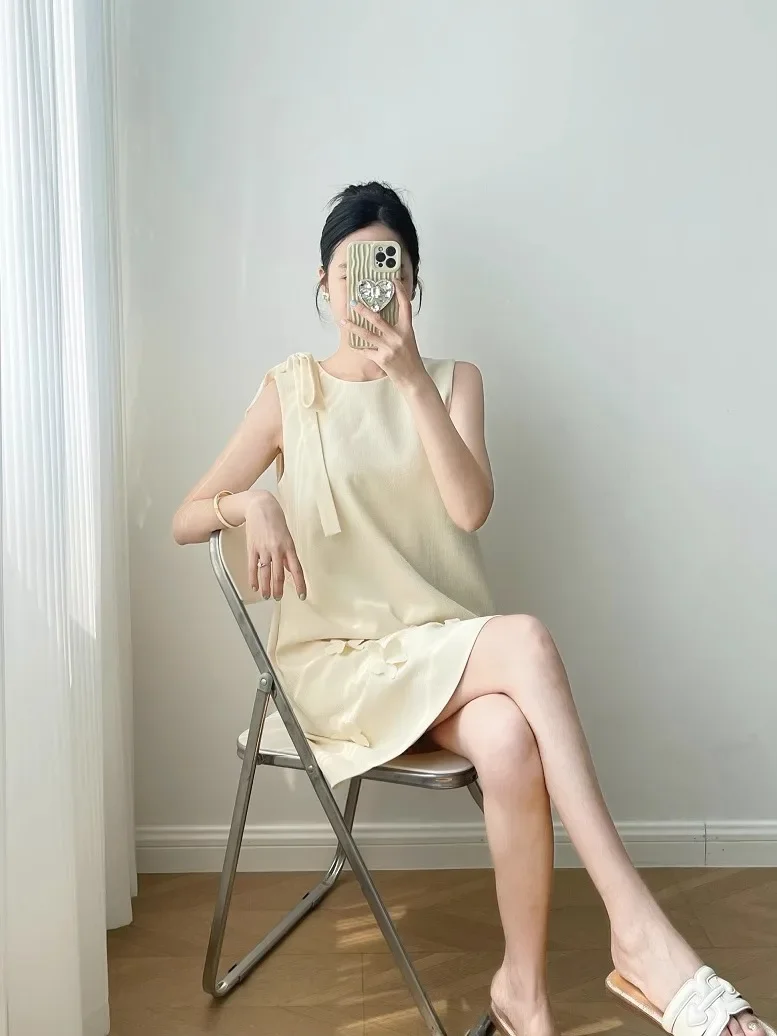 

Three Dimensional Flower Design Dress For Women'S Spring And Summer New Style, High-End And Chic Sleeveless Short Skirt