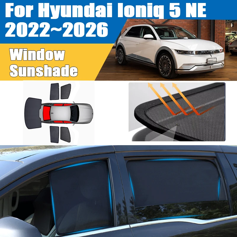 

For Hyundai Ioniq 5 NE Accessories 2022~2026 Magnetic Car Mesh Sun Shade Heat Insulation UV Protection Auto Cover Accessories