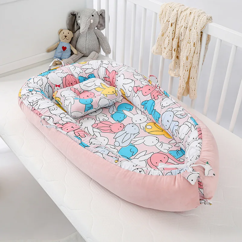 Reversible Velvet Bassinet,High-Density Memory Foam Bedding for Newborns, Machine-Washable Deform-Proof Baby Sleep Solution