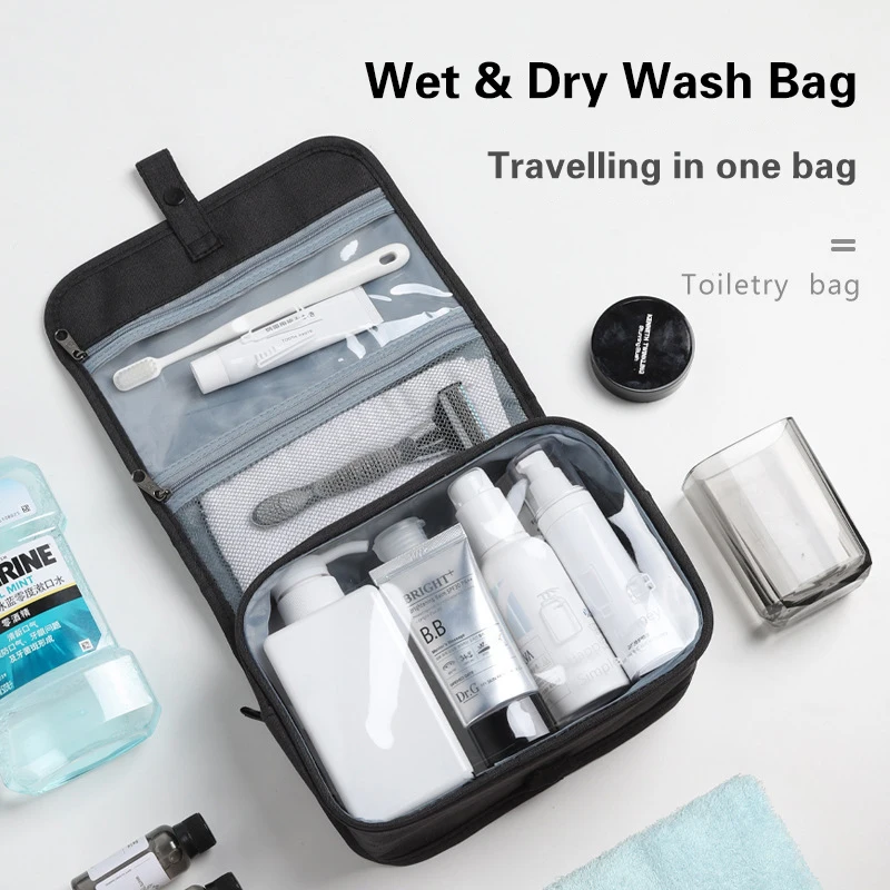 Travel Hanging Toiletry Bag Water-proof Cosmetic Storage Bag Bathroom Beauty Wash Bag Accessorytowel Bag Wet Dry Separated Bag