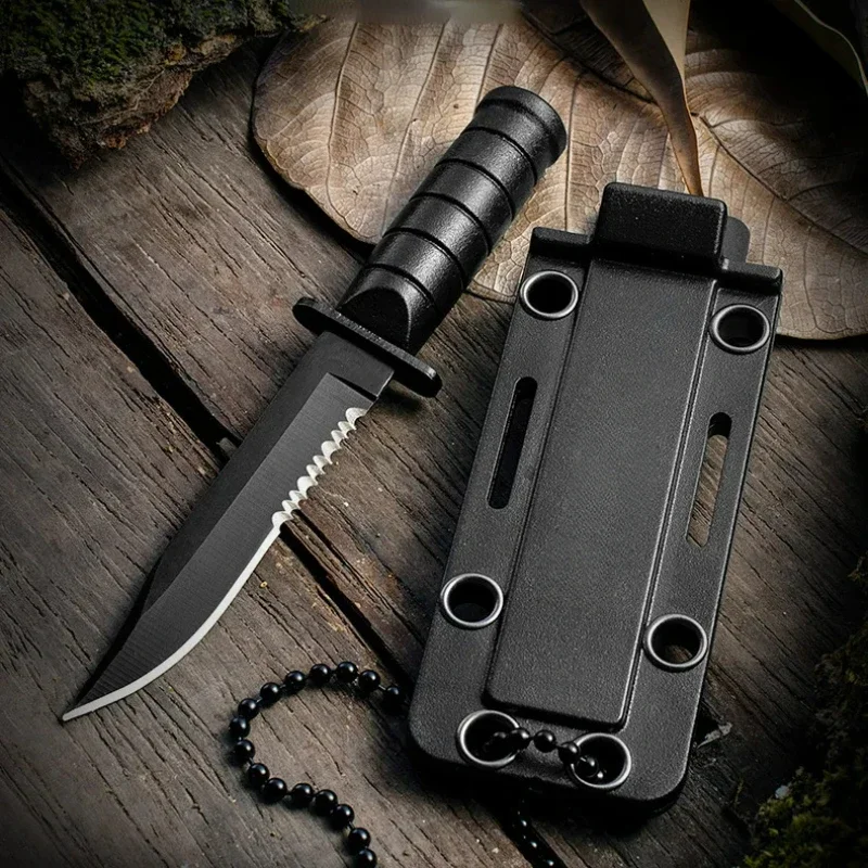 

New multifunctional mini outdoor life saving portable knife, EDC camping portable knife with scabbard, knife with necklace