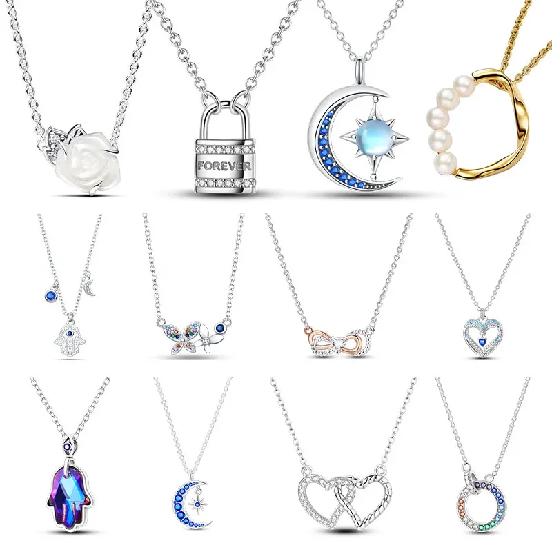 

Sterling Silver S925 Original Heart Rose Pendant Necklace Snake Chain Exquisite Charm Necklace Diy Jewelry for Women Gift