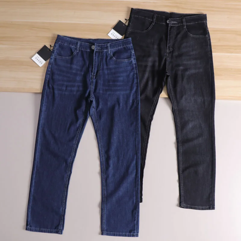 

Men's Faion Casual Straight Leg Jeans Cotton Elastic Fabric Spring Summer Versatile Fit High Waist Long Pants Modern Sle