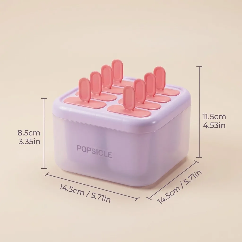 8-delige plastic ijslollyvormen, herbruikbare ijslollyvorm met deksel en stokjes, dubbele laag ijsvormbak, doe-het-zelf ijsvorm voor kinderen