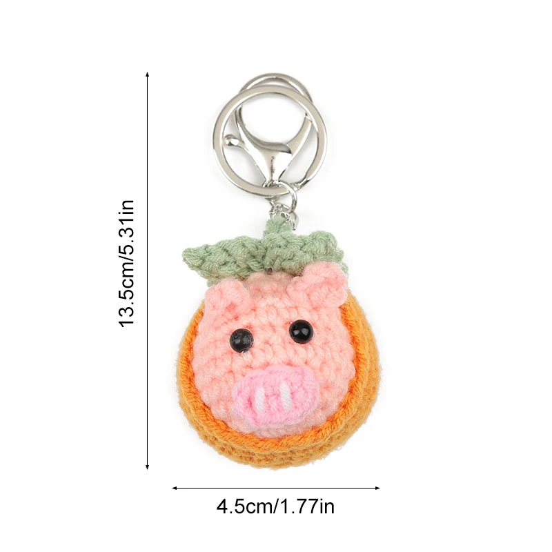 Crochet Yarn Keychains Knitting Cute Woolen Fox Pig Duck Rabbit Key Holder Knitted Keyrings For Car Handbag Charms Gifts