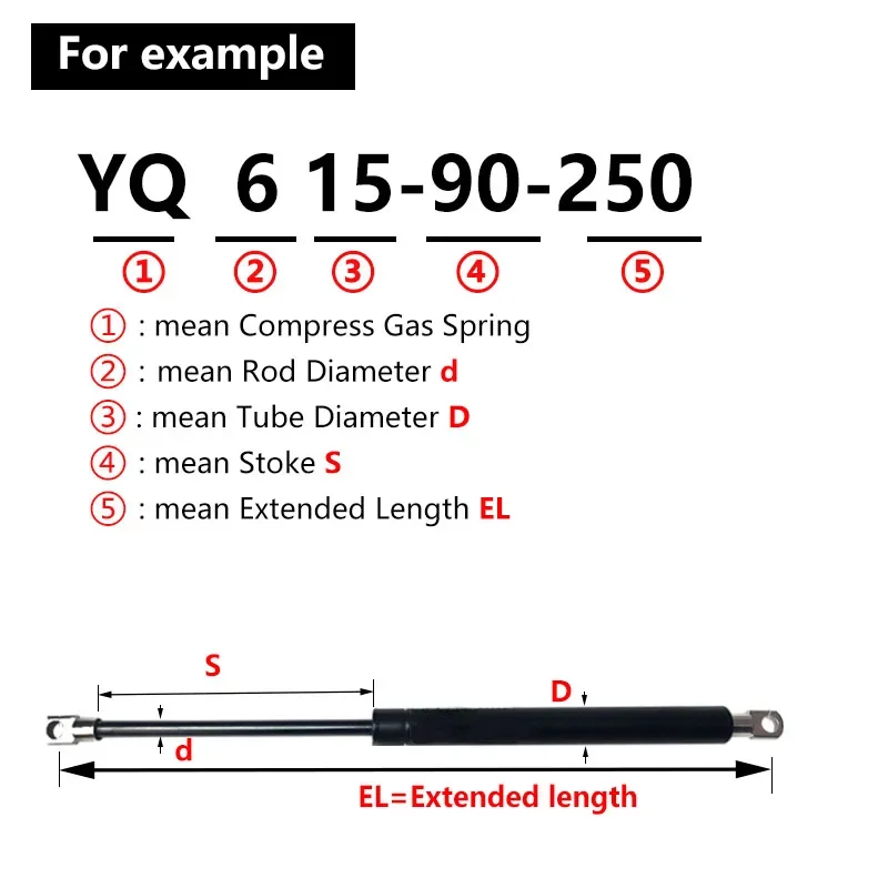 1PC 100N/22.5LB Gas Struts with Steel Eyes Ends Shock Absorbers Gas Spring Lift Supports Cushioned Kitchen Cupboard Hinge Bench