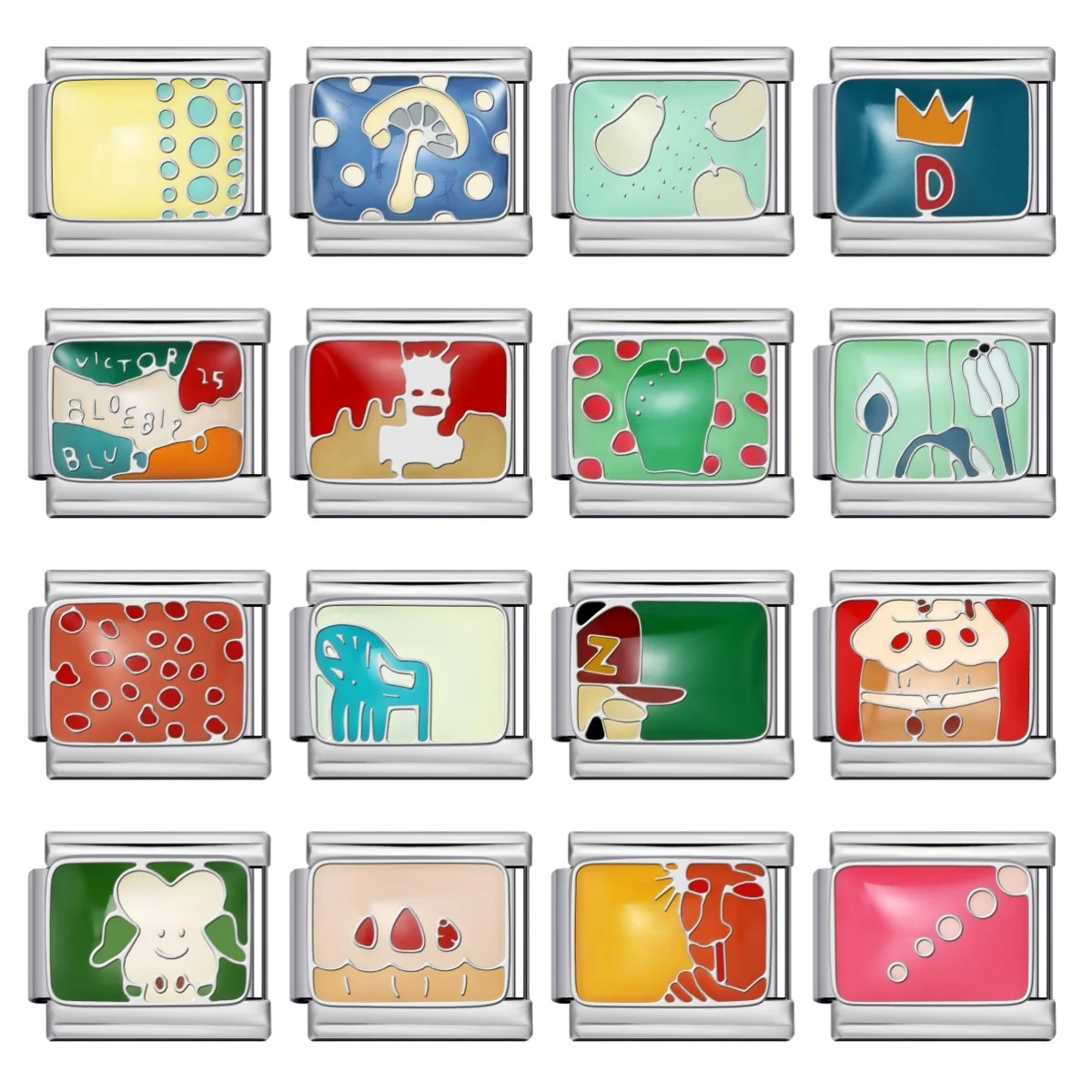 

Stainless Steel DIY Bracelet Italian Modular Bracelet Color Pattern Personalized Splicing Bracelet