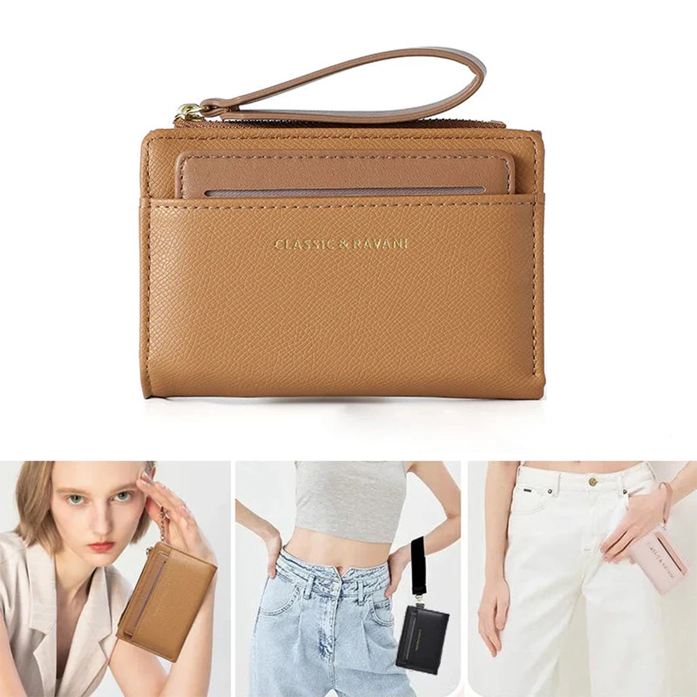 Portefeuille élégant pour femme, multifonction, portable, avec emplacements pour cartes et cordon, porte-monnaie pour femme, école, shopping, voyage en plein air