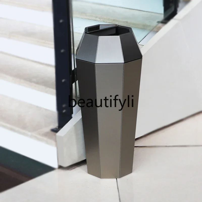 Indoor shopping mall corridor Elevator entrance Stainless steel diamond barrel Vertical with ashtray