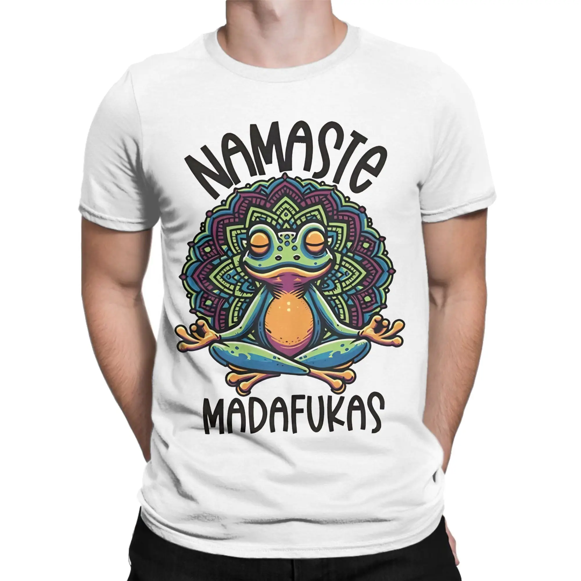 Hip Hop Funny Yoga Namaste  T-Shirt Unisex Round Neck Short Sleeve Clothing Frog Self Care 100%Cotton Summer TopsTops