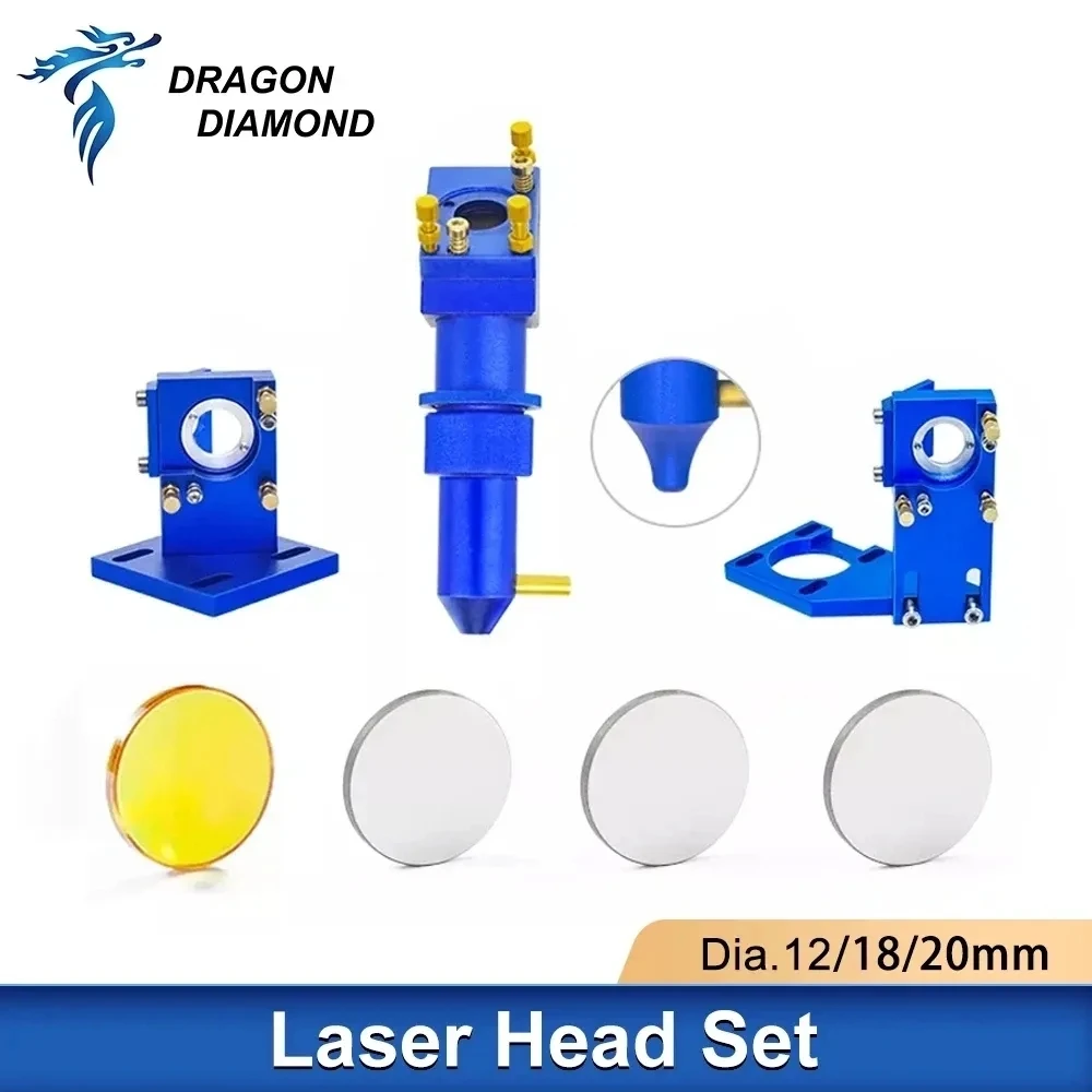 Zestaw głowic laserowych Co2 serii K40 z soczewką Dia.12/18/20mm FL.50.8mm lustra 20mm dla 2030 4060 DIY laserowa maszyna do grawerowania