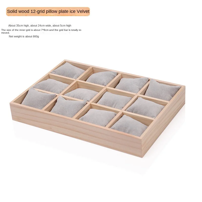 Solid Wood 12 Digit Pillow Plate Watch Bracelet Display Frame