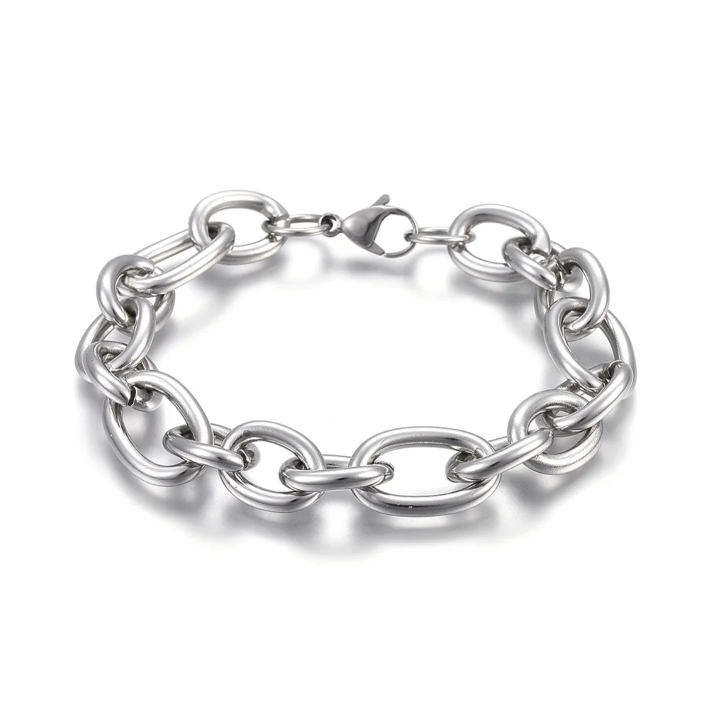 Generic Stainless Steel Color Chain Bracelet with Lobster Claw Clasps 8-1/4 inch Modern Unisex Adult 1 Count