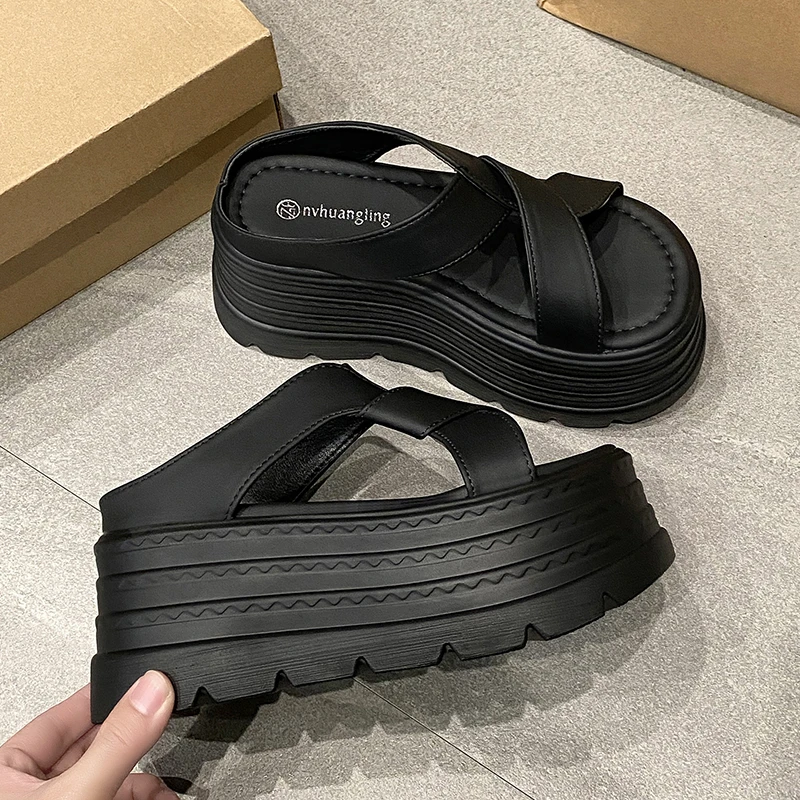 

High-end Platform Summer Sandals for Women 2026 New Style Fashionable and Elegant Leopard Print 8cm Heel Beach Sandals