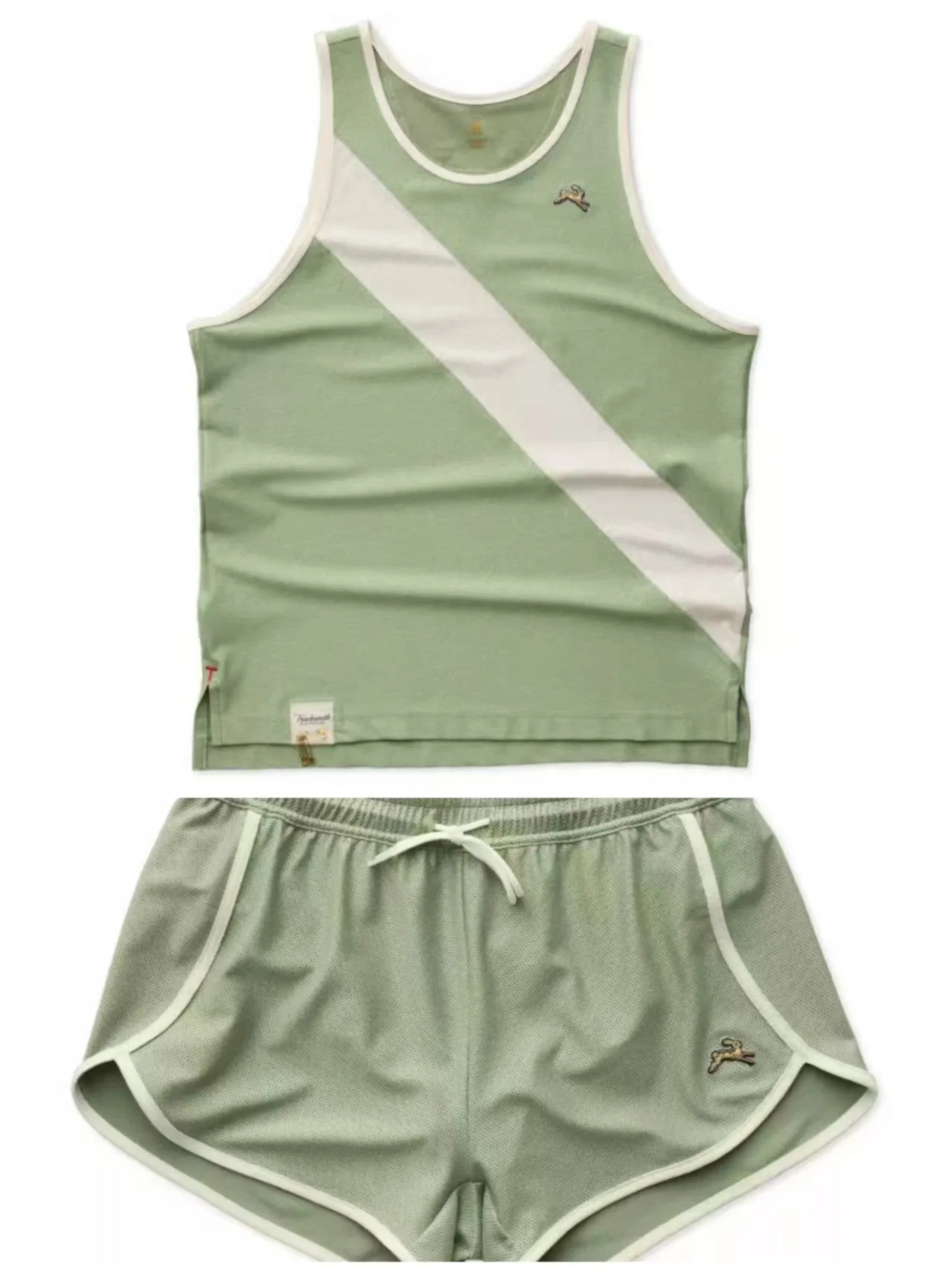 Tracksmith Running Rabbit Women's Summer New Arrival Color-Blocked Patchwork Design Tank Top Loose-Fit Set
