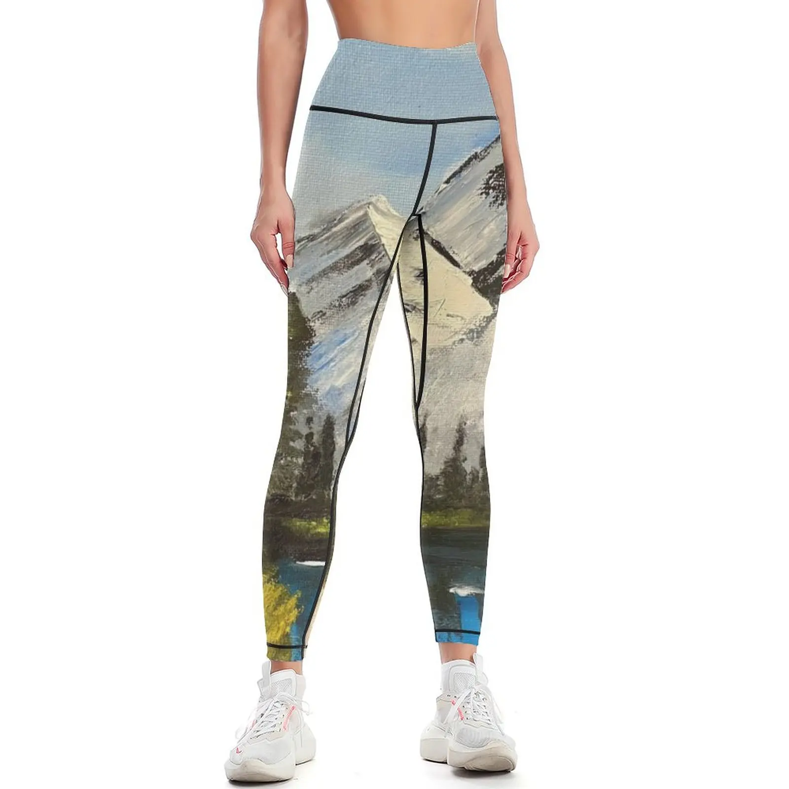 

Mountain landscape with lake Leggings sportswear woman gym 2024 Sportswear woman gym legging pants raises butt Womens Leggings