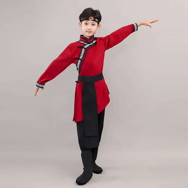 Children's Mongolian costumes,ethnic costumes,chopstick dance performance costumes,ethnic Mongolian robes,and large-swing skirts