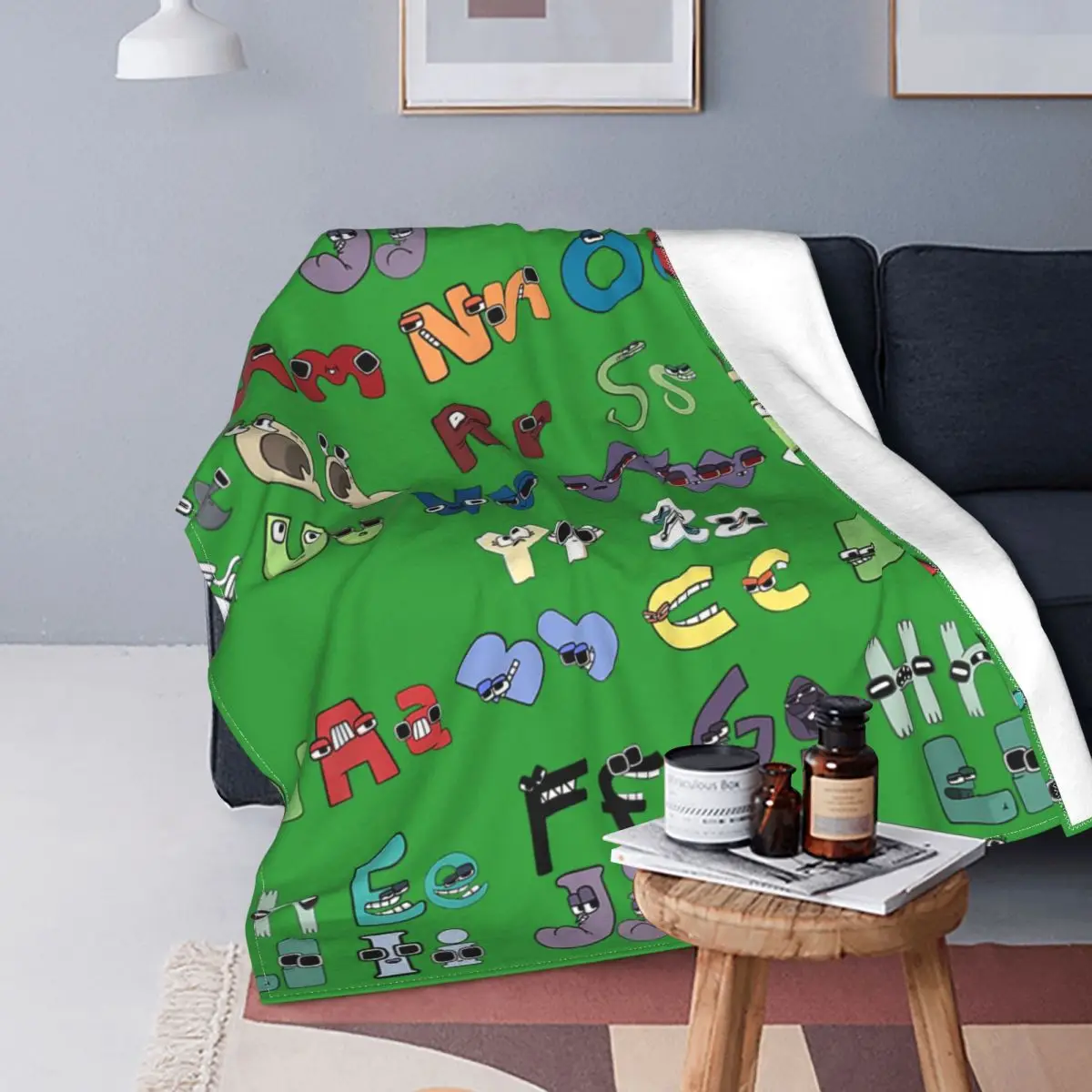 Villain Letter Abc Blankets Fleece Boys Matching Evil Alphabet Lore Lightweight Thin Throw Blankets for Car Sofa Couch Bed Rug