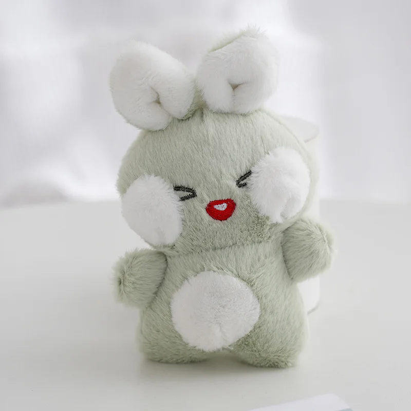 Porte-clés en peluche lapin fard à joues pour enfants, peluche douce, pendentif beurre, sac de couple, breloque pour festivals, cadeau pour filles, mignon, nouveau, 12cm