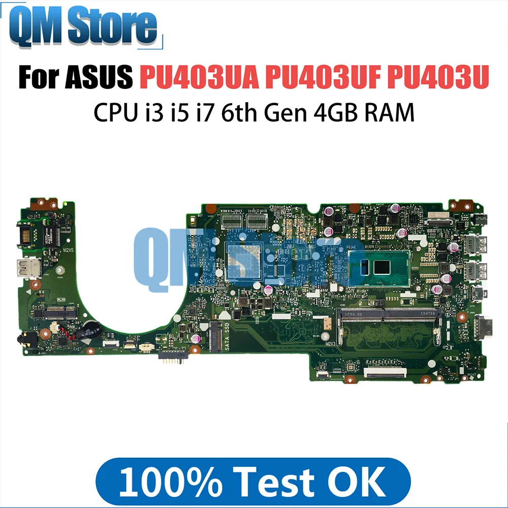 

PU403UA Notebook Mainboard For ASUS PRO PU403UF PU403U Laptop Motherboard With CPU i3 6th Gen 4GB RAM