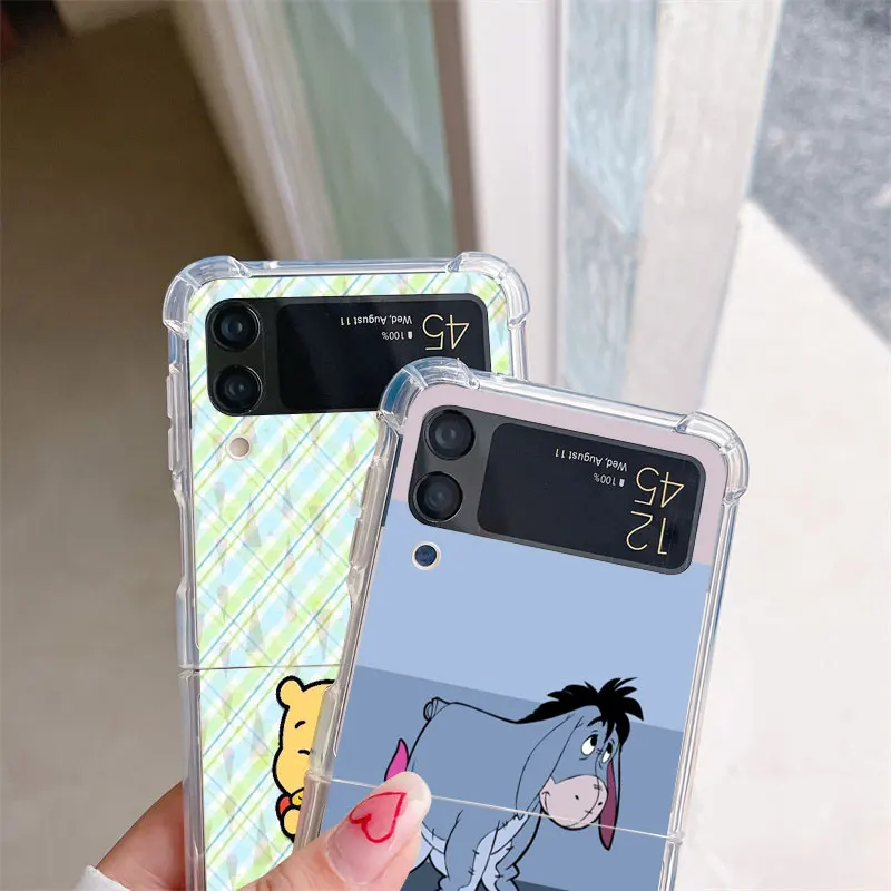 Disney Bear Winnie eeyore Air Bags Bag Funda Silicone Phone Case for Samsung Galaxy zflip Z Flip 3 Z Flip 4 5G ZFlip3 ZFlip4