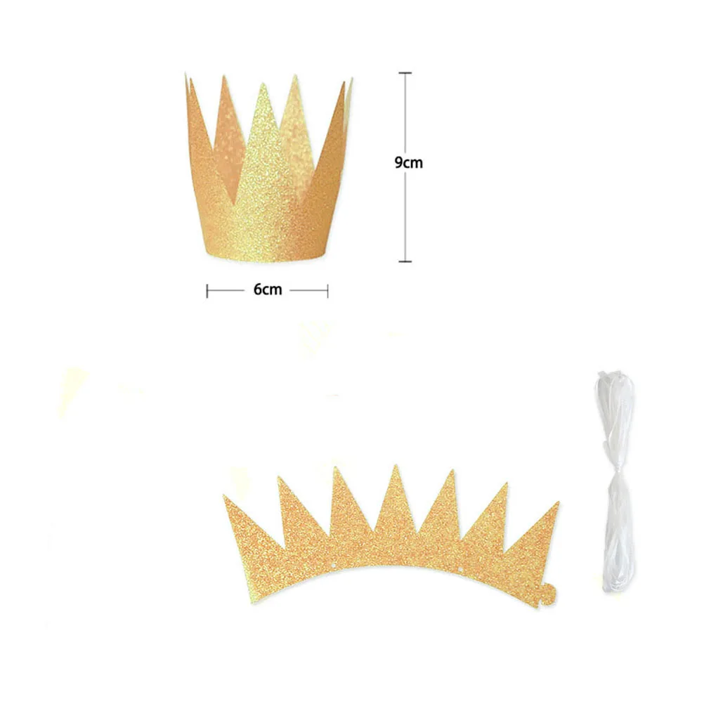 

6 PCS Birthday Hat Kids Crowns Party Gold Hats Glitter Paper for Decorations Happy