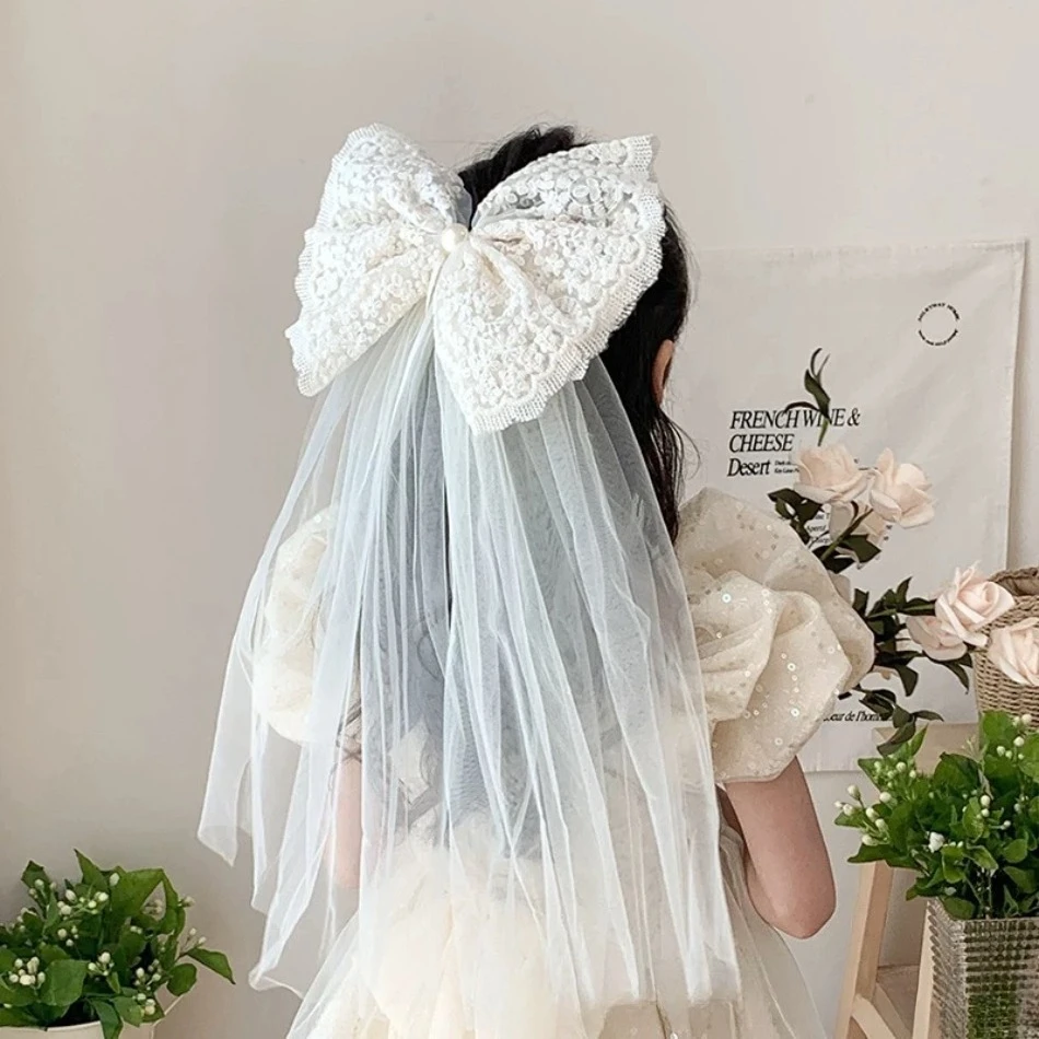 

1pcs New Girls Tailcoat Lace Bow Hair Clip Sweet Lovely Princess Style Hairpin Girl Romantic Wedding Season Headwear Gift ZY02