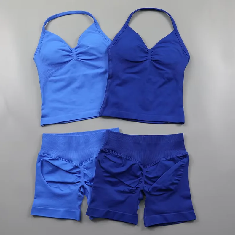 

New 2-Piece Women's Yoga Set Seamless Impact Sports Shorts Women's 2025 New High Waist Hip Lift Slim Fitness Wear