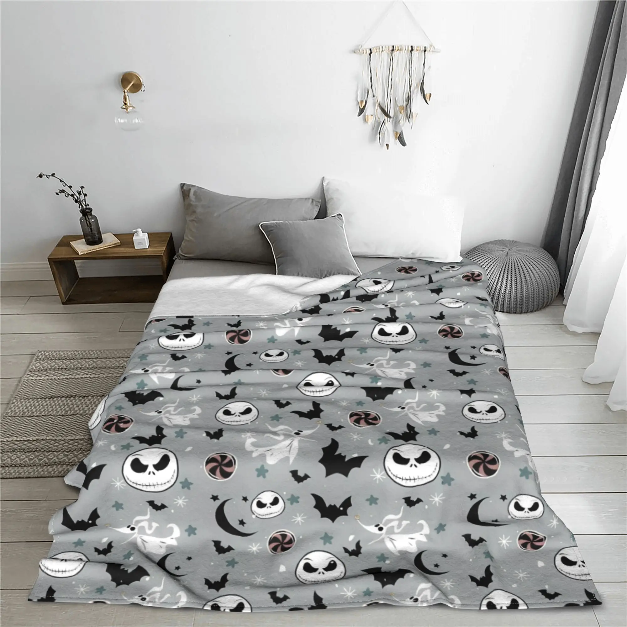 Nightmare Before Christmas Jack Skellington Blanket Cover Flannel Xmas Ultra-Soft Throw Blankets Outdoor Travel Bedspread Quilt