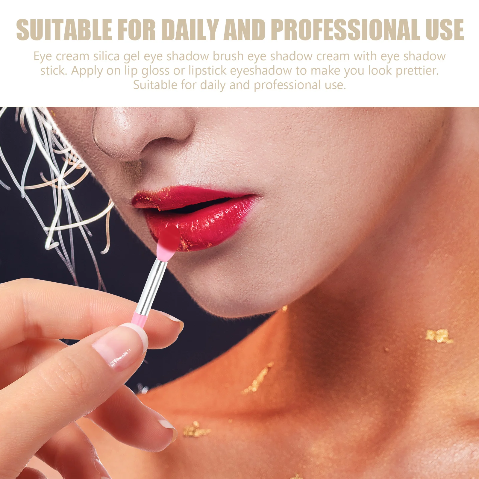 

10pcs Silicone Lip Brushes Durable Safe Skin Friendly Compact Portable Makeup Eyeshadow Cream Applicators Pink