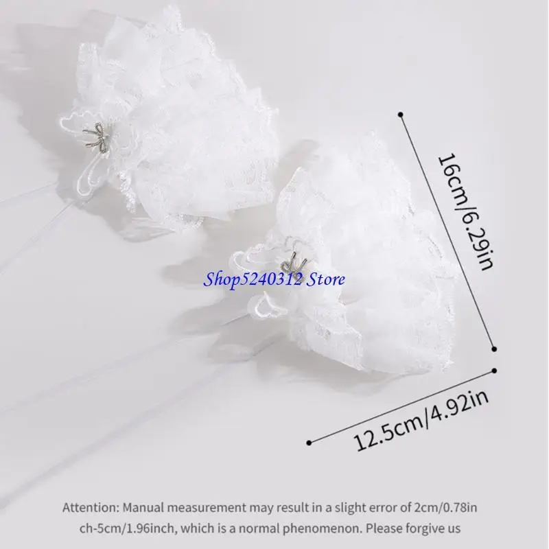 634C Guanti senza da donna Lolitas Strato con volant in pizzo maniche per bracciali per matrimoni danze da sposa Party