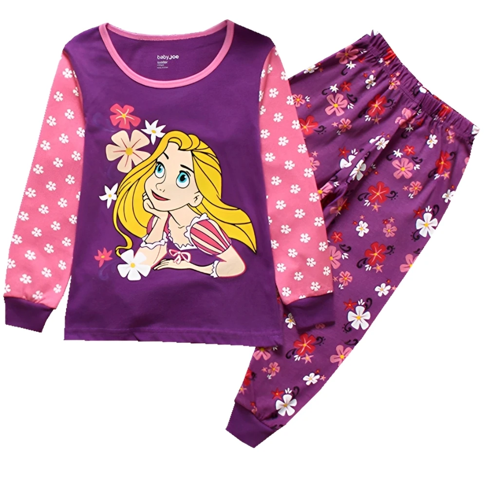 Princess Kids Pajamas Set Autumn Frozen Anna Elsa Children's Clothing Sets Girl Sleepwear Clothes Tangled Baby Cartoon Pyjamas