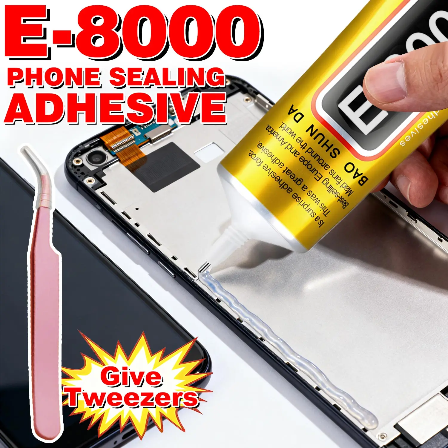 

E-8000 15/50/110 мл Прозрачный клей для ремонта экрана телефона E8000 Универсальный клей для стекла и пластика «сделай сам» с прецизионным аппликатором Эластичный клей Инструменты включает пинцет.