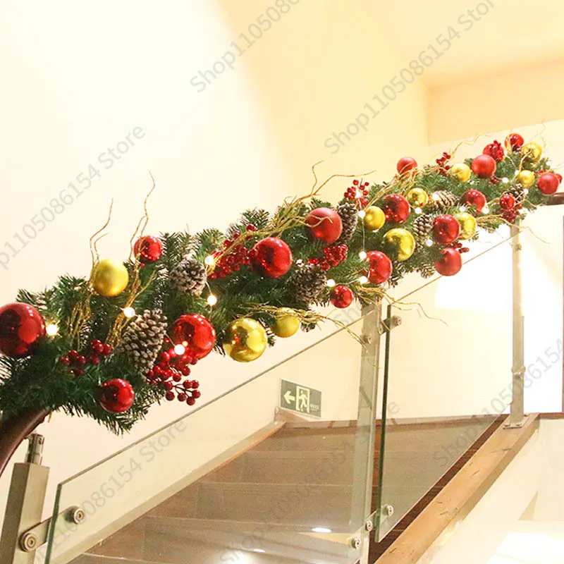 زينة عيد الميلاد 2.7 متر إكليل الروطان خاتم الروطان فندق مركز تسوق بار الدرج درابزين الديكور في الهواء الطلق