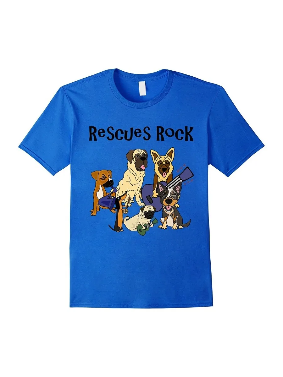 Funny Rescue Dogs Rock T-Shirt. Summer Cotton Short Sleeve O-Neck Mens T Shirt New S-3XL