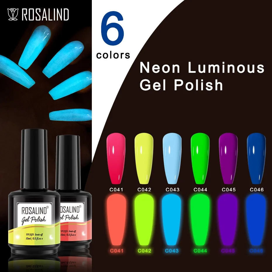 

ROSALIND 15ml Luminous Gel Nail Polish Semi Permanent Gel Varnishes Soak Off Base Top Coat Nail Art Manicure Nail Gel