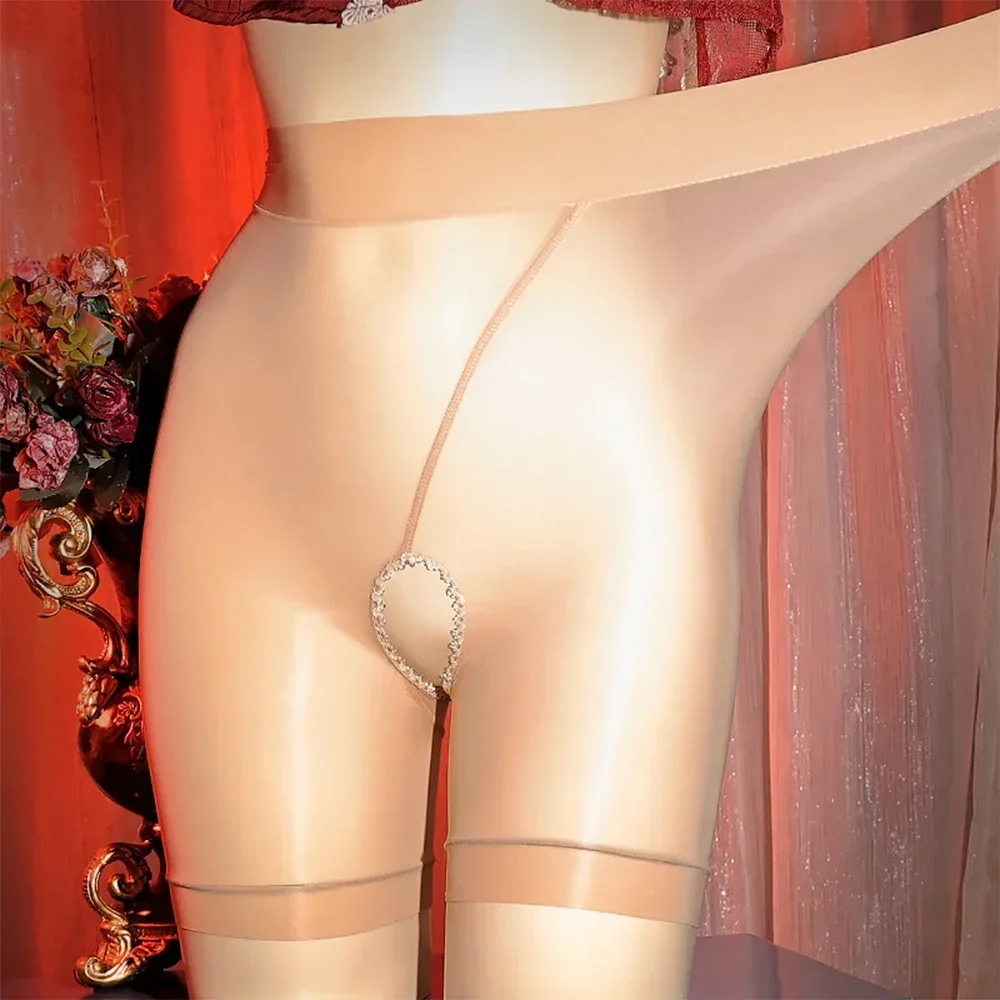 Sexy masculino sissy boxers óleo brilhante buraco frontal calcinha feminina malha ultra-fina cuecas transparente sólido de seda roupa interior