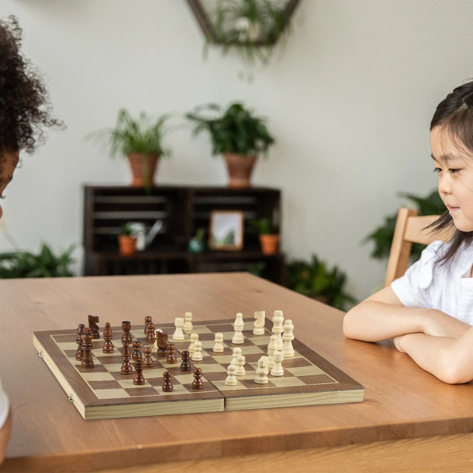 

32Pcs Wooden Chess Pieces Set Safe Eco Friendly 2.5 Inch Brown and White for Replacement Chess Game Cognitive Skill