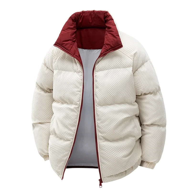 LIBIELIY Autumn Winter Korean Style Stand Collar Parkas Men Warm Jackets Couple Y2K Contrast Color Male Outdoor Cotton Padded Pa