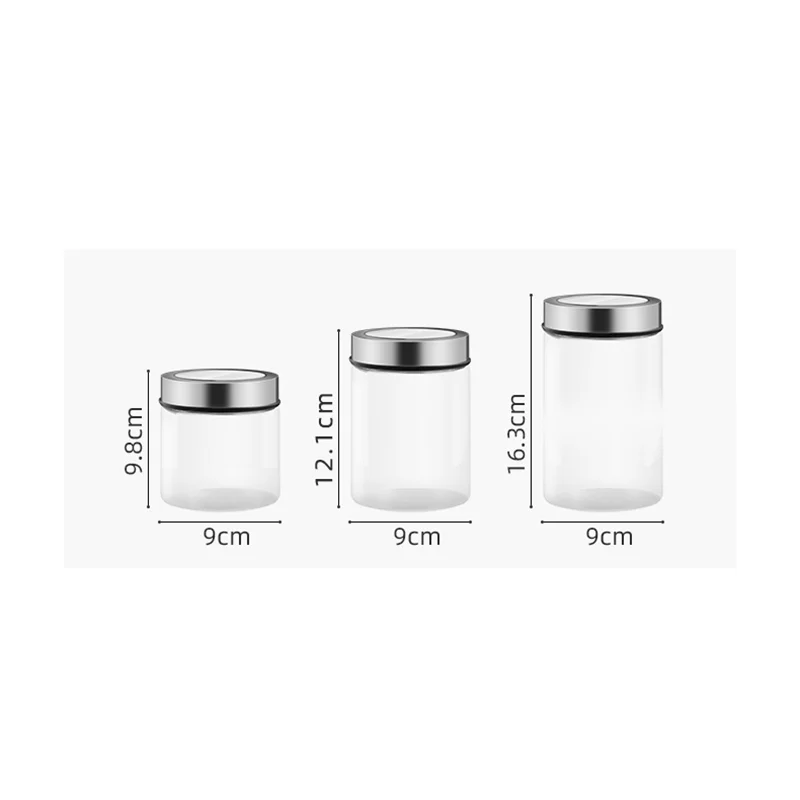 European Transparent Glass Storage Jar Kitchen Tea Coffee Bean Storage Bottle Moistureproof Sealed Jar Metal Lid Home Decoration