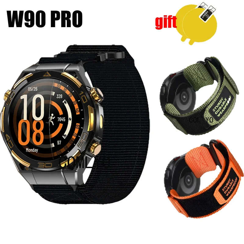 

For Blackview W90 PRO Strap Smart Watch Nylon Canvas Sports soft Band Women men Outdoor Belt Screen protector film