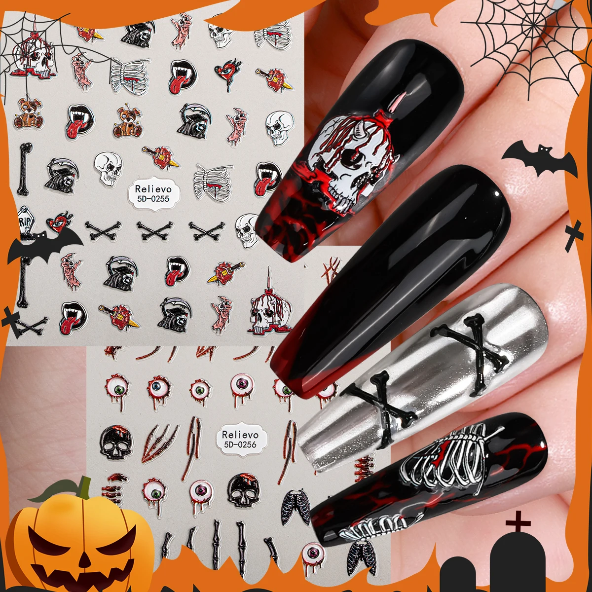 

Наклейки для ногтей на Хэллоуин, 2 шт.