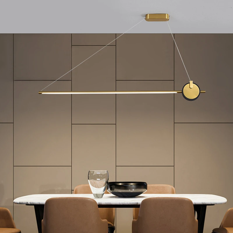 

Nordic LED Restaurant Chandelie For Dining Table Shop Office Black Gold Lamp Body Pendant Light Long Strip Home Decor Hanglamp