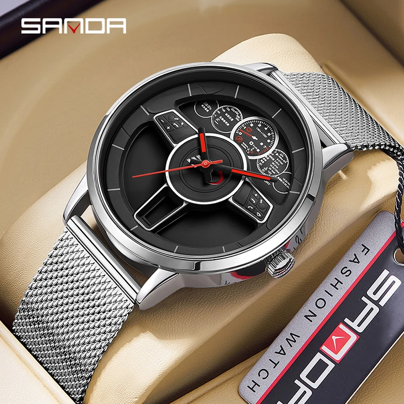 Sanda 1139 Leisure Fashion Trend Quartz Men\'s Watch Steel/Mesh Strap Business Simple Waterproof Watch