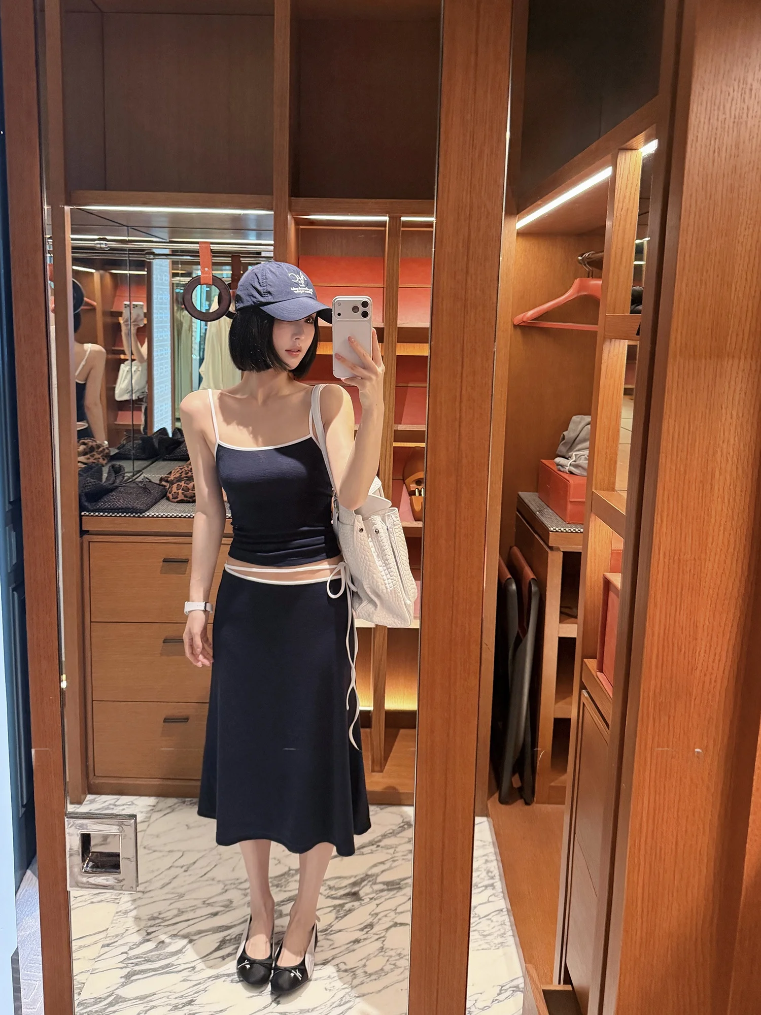 

Forniyoyo Gentle Senior Modal Sport Color Block Halter Skirt Set Women's High Waist Standard Fit Summer Collection
