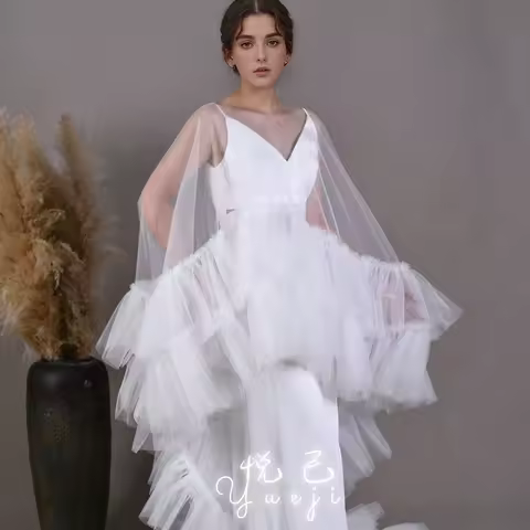 New sweat ivory white wedding bridal dress diy accessories training tail cloak prom evening party performance accessories