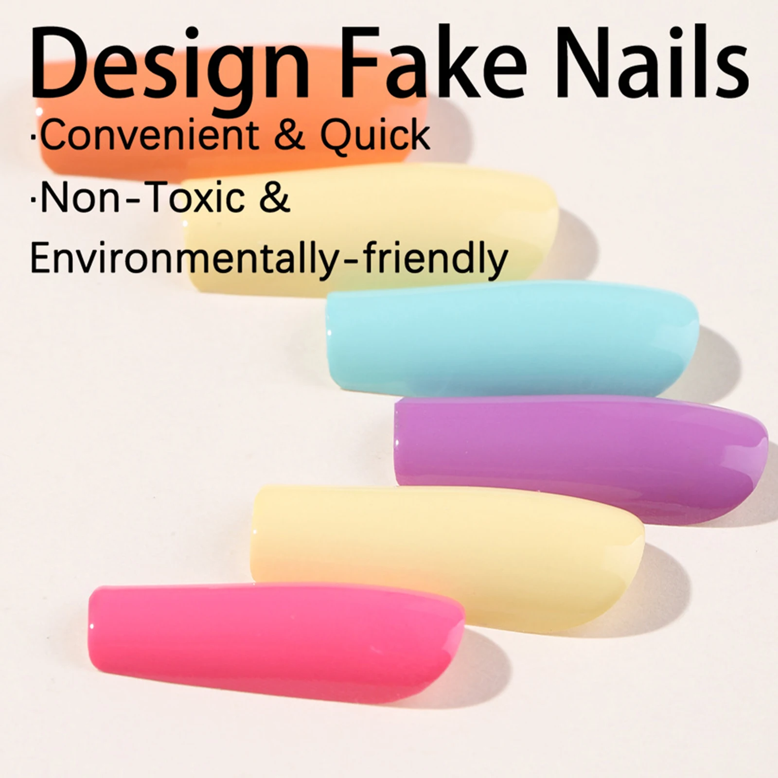 Solid Colorful Long Fake Nails Long Lasting Safe Material Waterproof False Nails for Hot Girl Dress Matching