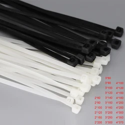 2/3/4*60/80/100/120/150/200/250/300/350/370mm Black White Self-Lock Nylon Plastic Strap Wrap Ziptie Fasten Zip Ties Cable Tie