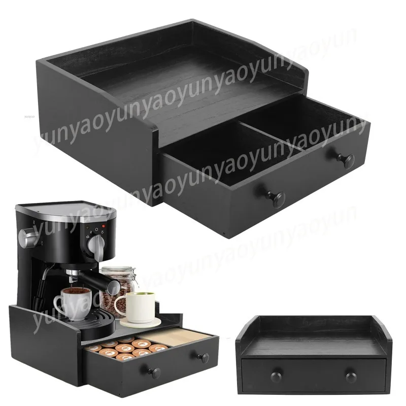 Coffee Machine Base Drawer, Wooden Tea Bag, Coffee Capsule Storage, Pull-out Rack, Desktop Water Bar, Countertop Storage Cabinet