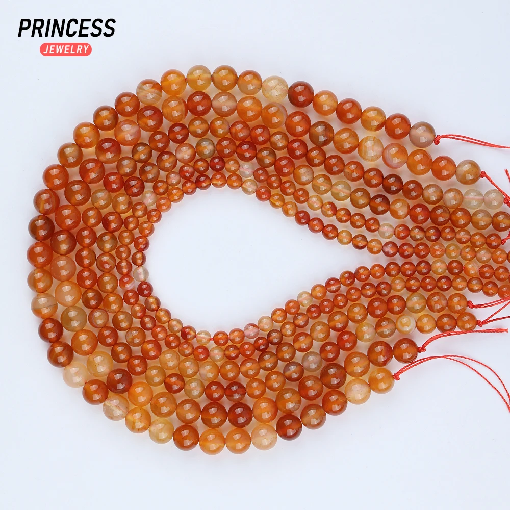 A++ Natural Red Carnelian 4mm 6mm 8mm 10mm Agate Onyx Loose Beads for Jewelry Making Wholesale Stone Beads DIY Accessories